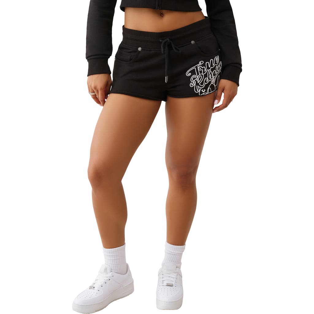 True Religion Joey Cotton Blend Drawstring Shorts In Black