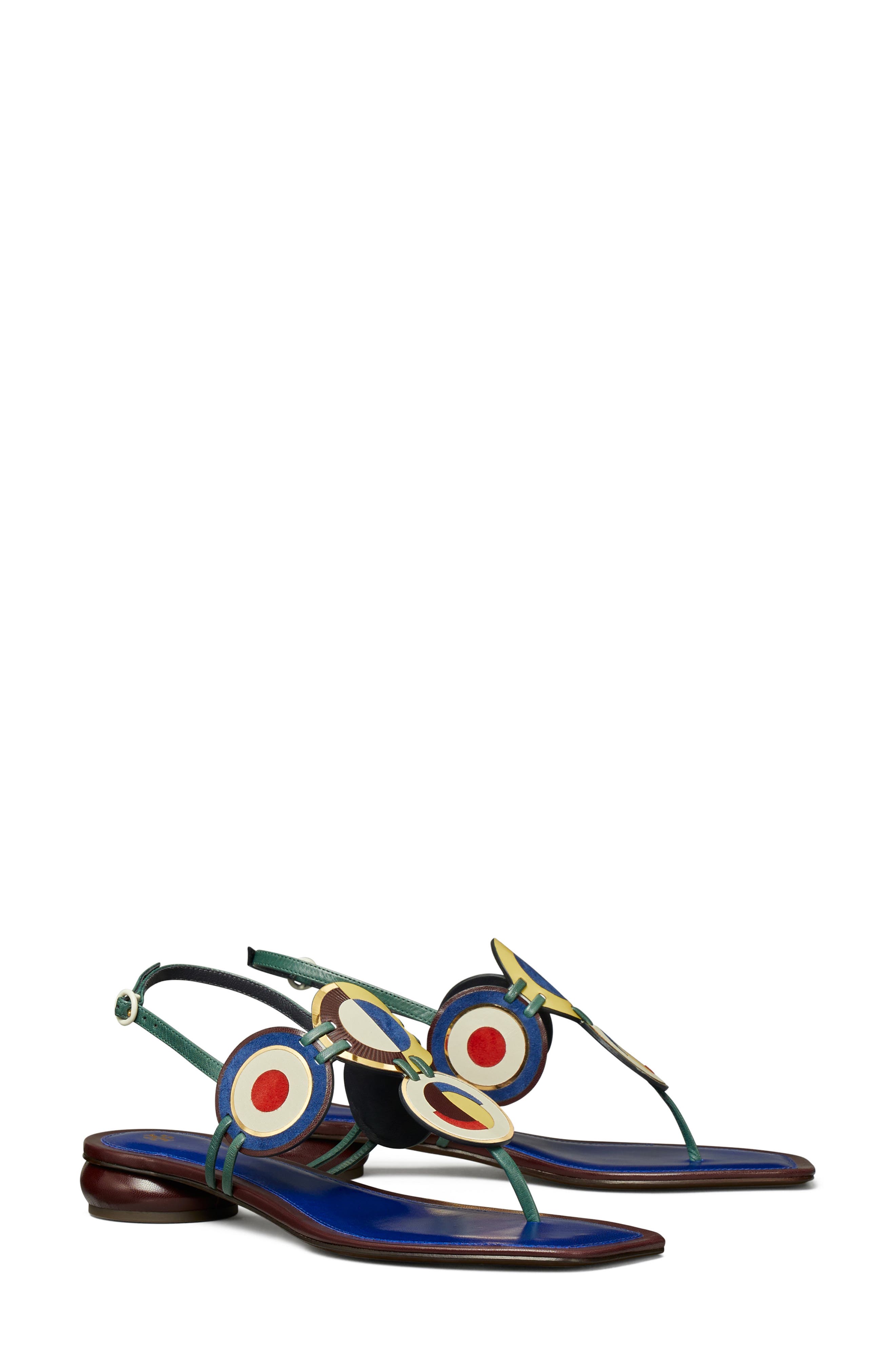 Tory Burch Marquetry Flat Disk Slingback Sandal, Main, color, 