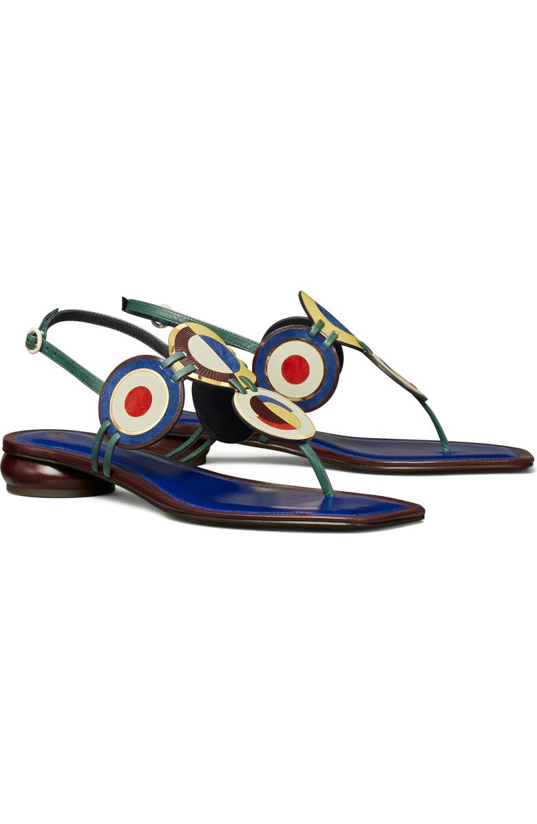 Tory Burch Marquetry Flat Disk Slingback Sandal, Main, color,