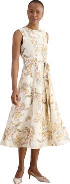 HOBBS LONDON Uma Linen Blend Midi Dress