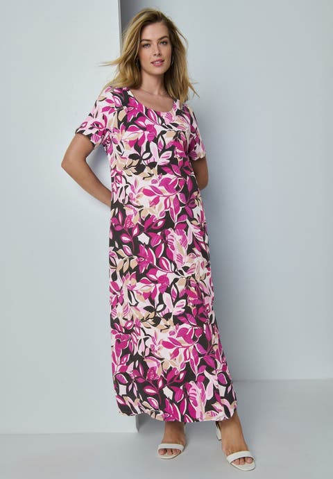 Stretch Cotton T-Shirt Maxi Dress (Plus) (Petite Available)
