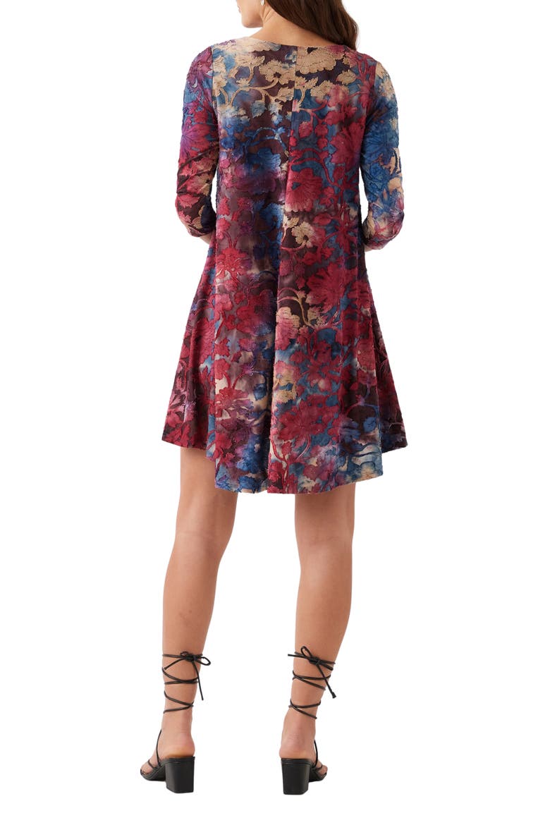 Maggie Floral A-Line Dress, Alternate, color, WINE