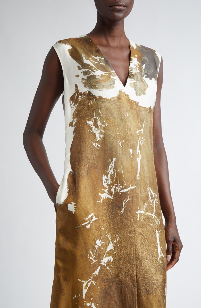 Altuzarra Cherie Body Print Silk Midi Dress, Alternate, color, 