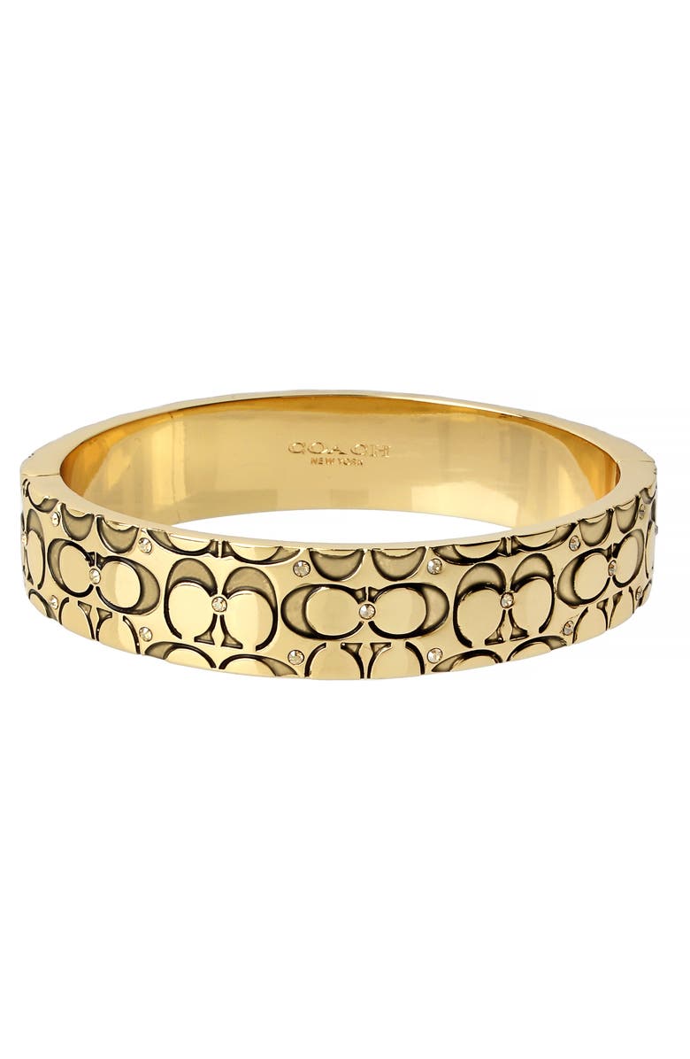 COACH Logo Quilted Hinged Bangle, Main, color, 