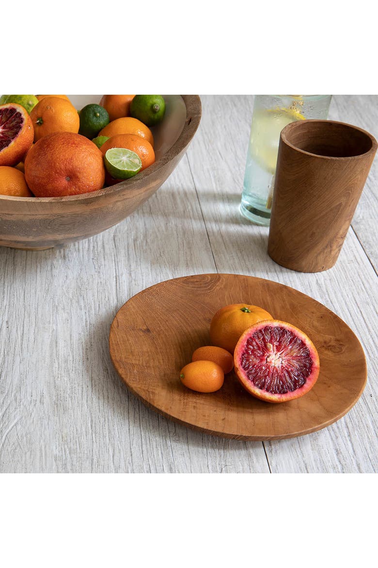 Teak Salad Plate, Alternate, color, Natural