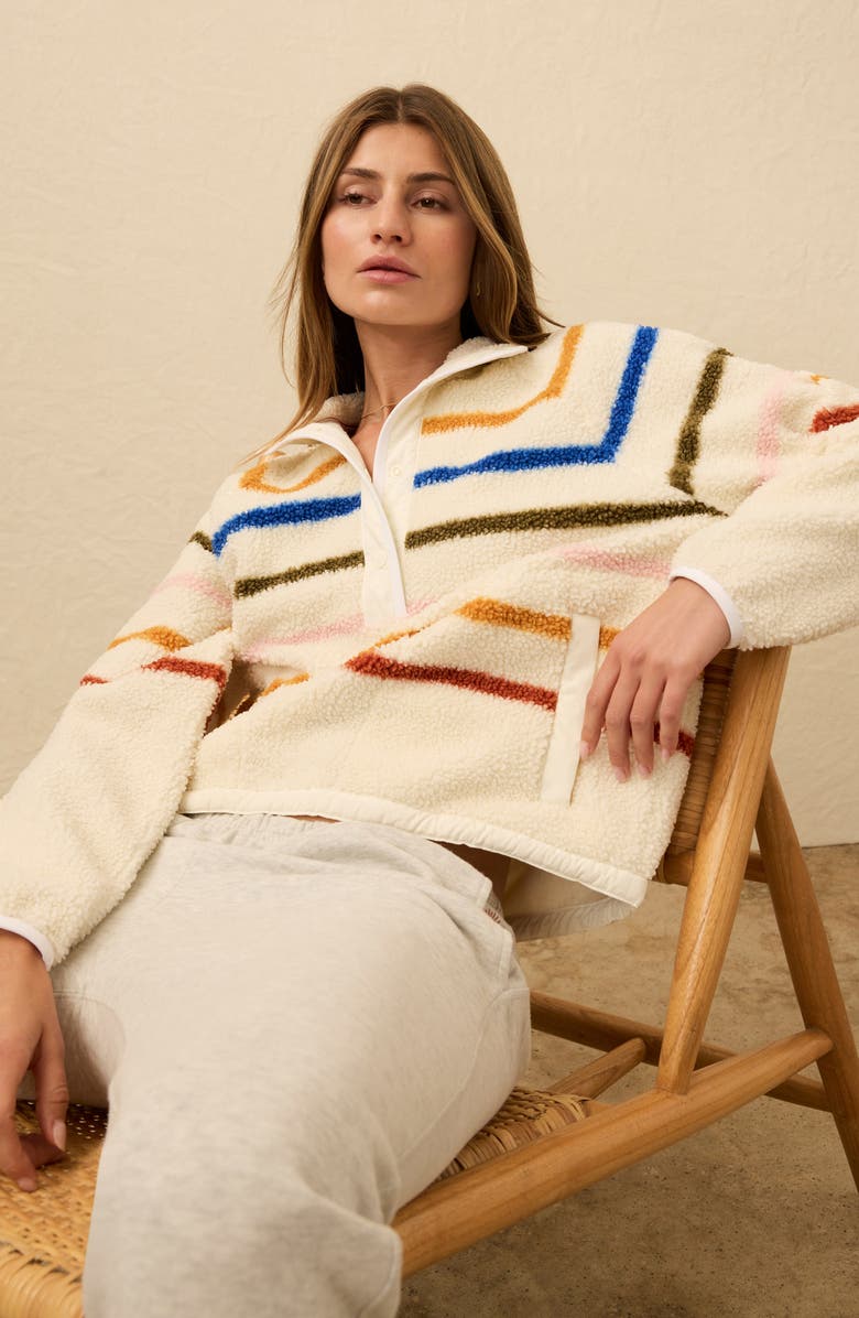 Faherty Fireside Fleece Pullover Top, Alternate, color, Dream Fleece Stripe