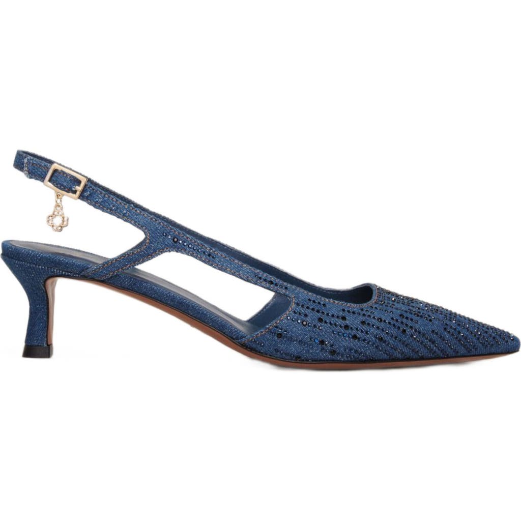 Maje Slingback Pump In Rhinestone Denim In Blue
