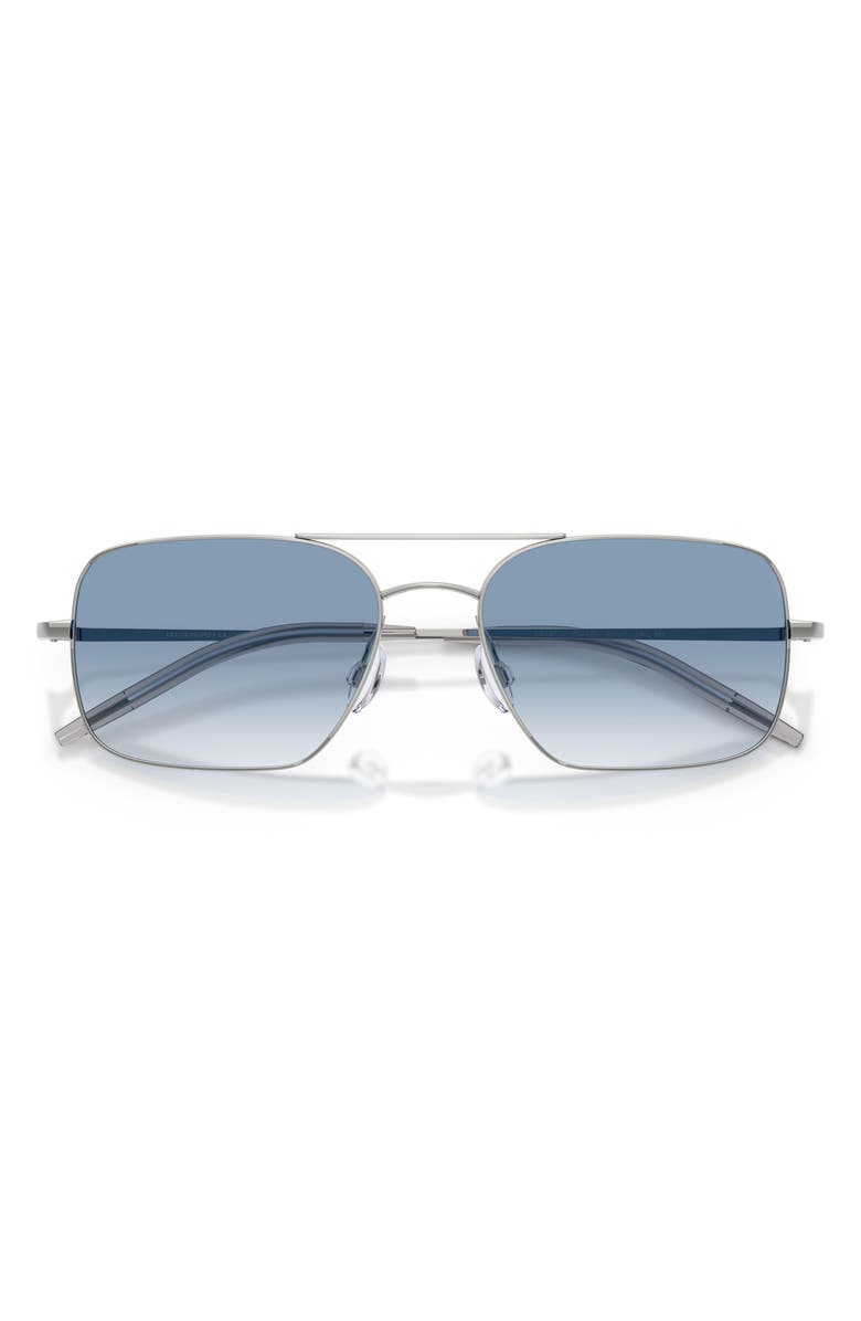 Oliver Peoples 55mm Victory II Rectangular Sunglasses, Alternate, color, Silver / Ocean Gradient