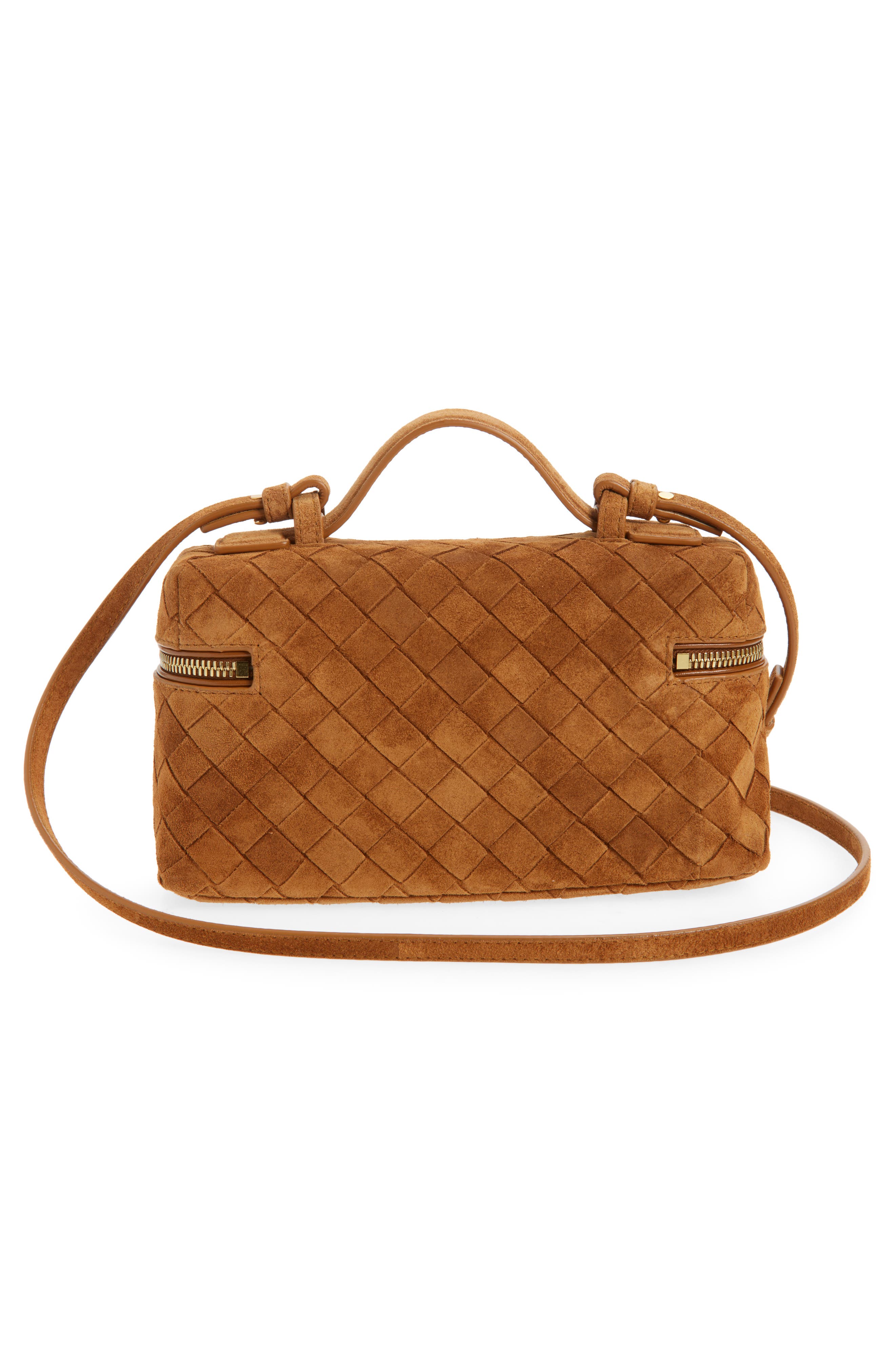Bottega Veneta Bang Bang Intrecciato Suede Vanity Case, Alternate, color, 2588 Amber-Gold