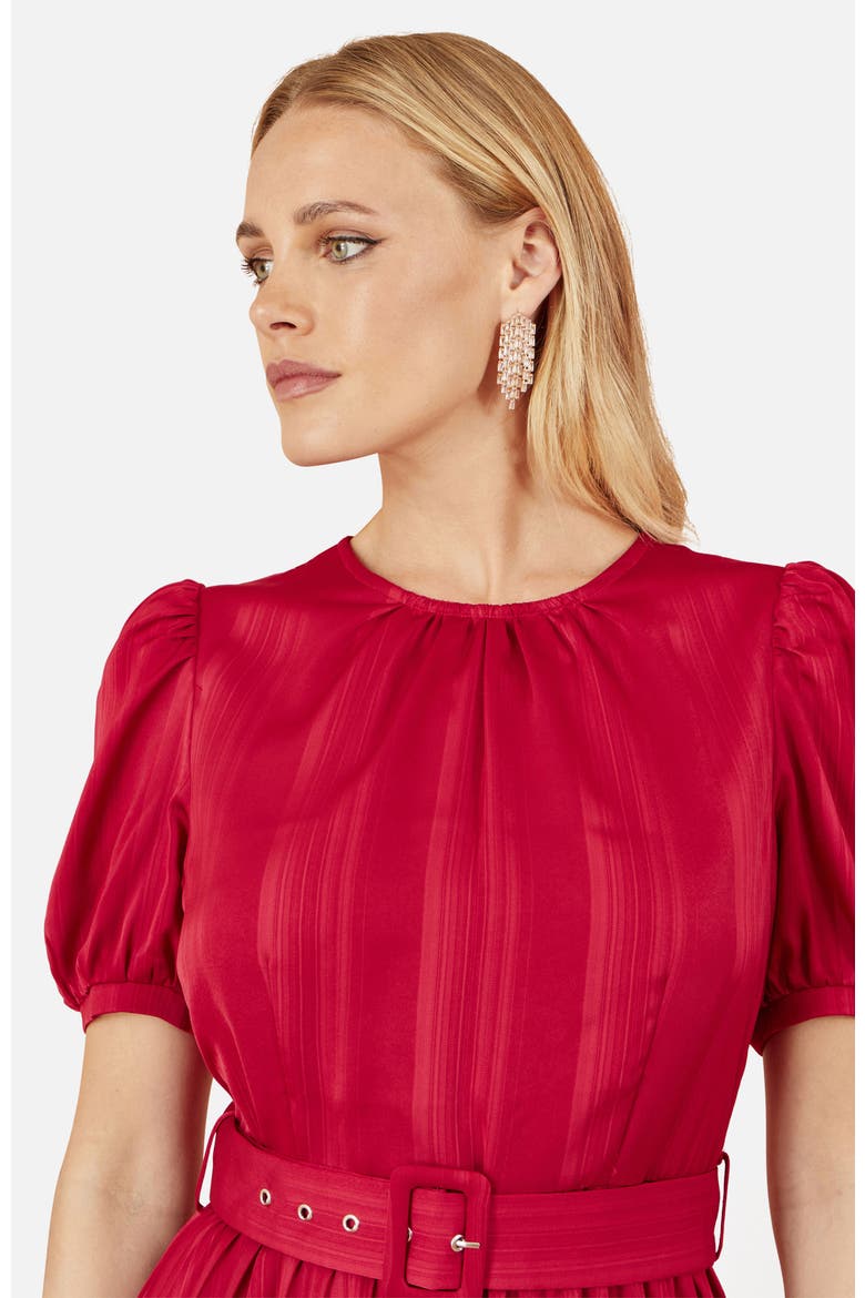 Satin Striped Midi Dress, Alternate, color, Red