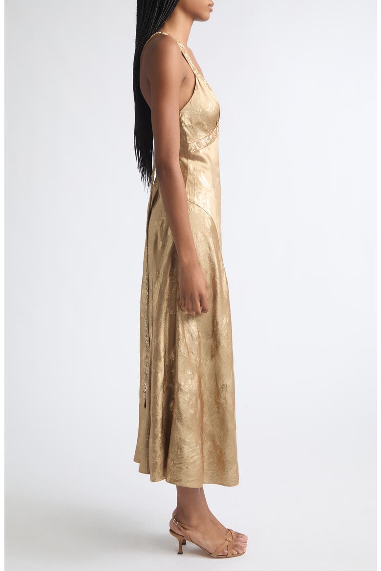 Gilded Peony Thalie Midi Dress, Alternate, color, GOLDEN GLOW