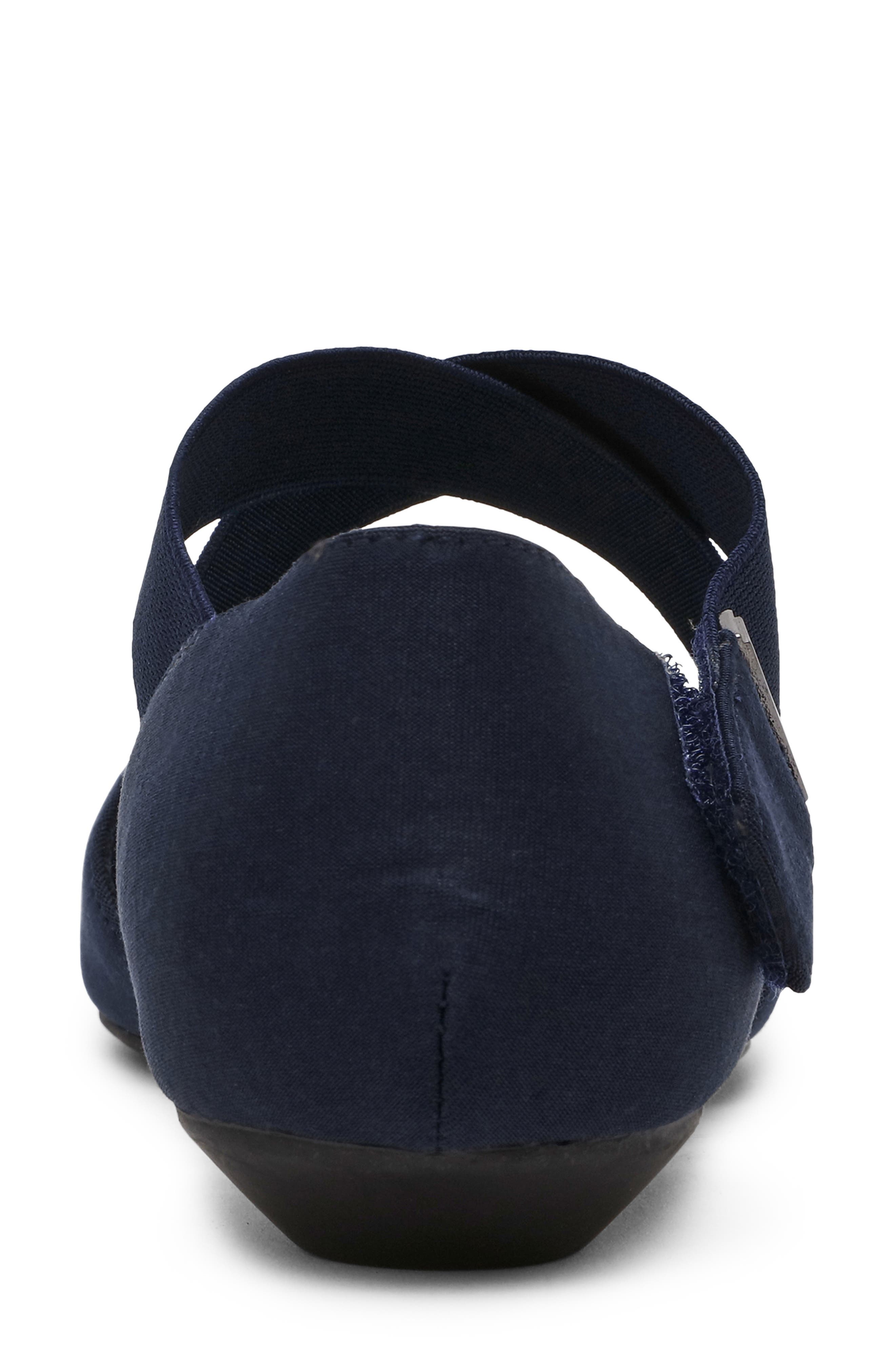 Anne Klein Oswaldo Pointed Toe Flat, Alternate, color, Navy Mette Stretch