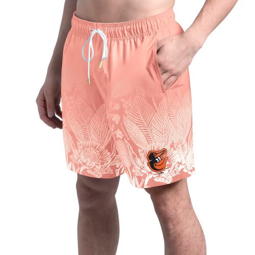 Margaritaville Coral Baltimore Orioles Lagoon Fiesta Swim Shorts