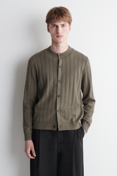 Ribbed Wool-Cotton Cardigan