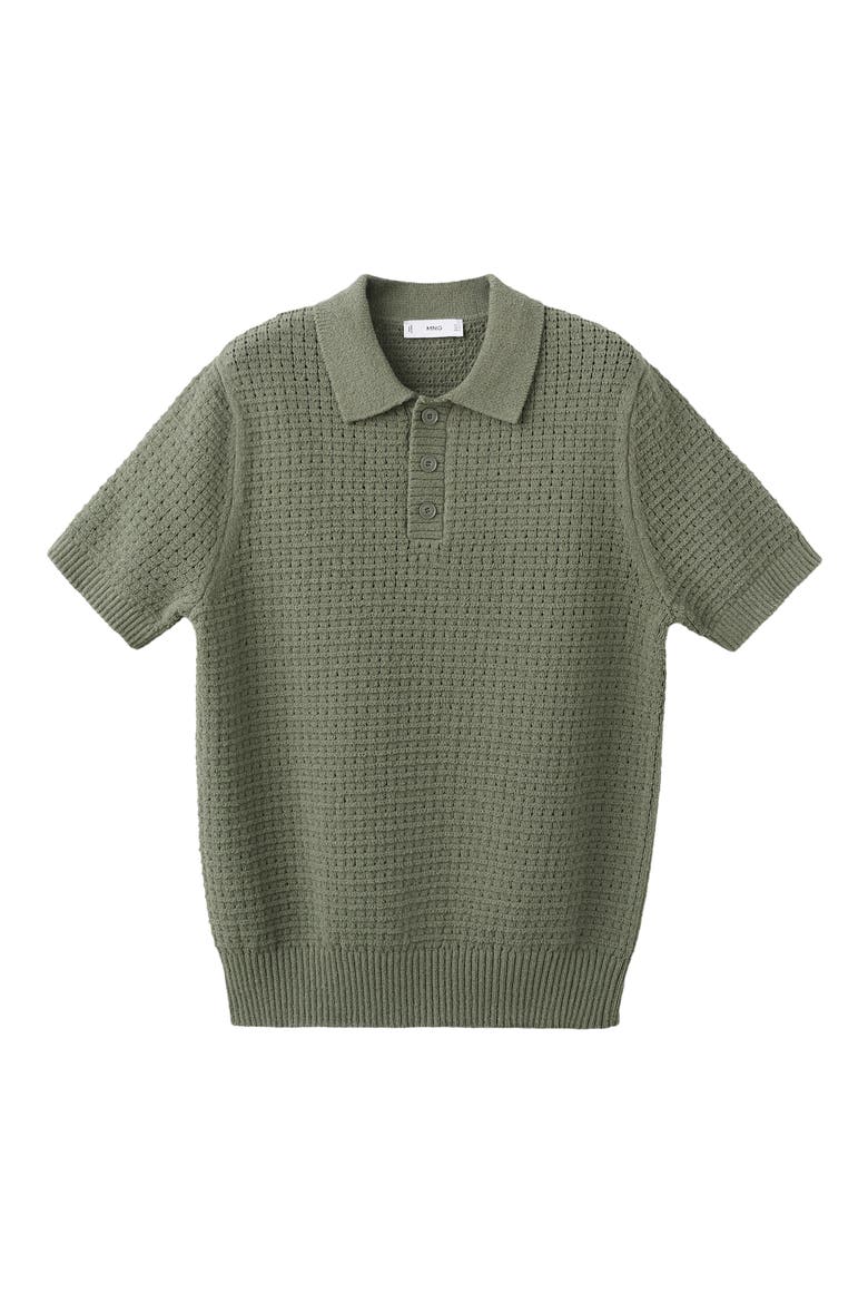 Waffle Knit Polo Sweater, Alternate, color, FOREST GREEN