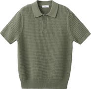 MANGO Waffle Knit Polo Sweater