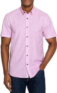 CONSTRUCT Slim Fit Sketched Floral Woven Short Sleeve Basic Shirt