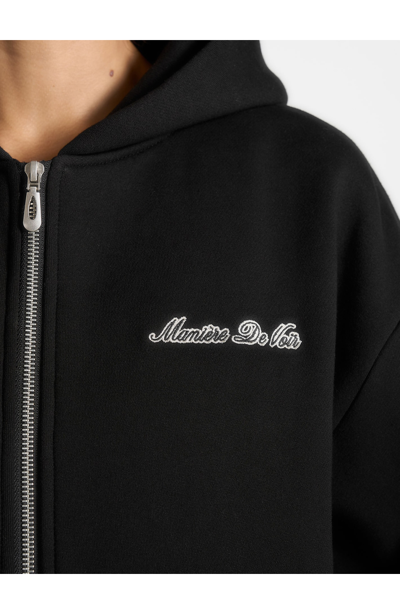 Manière De Voir Unisex Signature Relaxed Fit Zip Hoodie, Alternate, color, Black