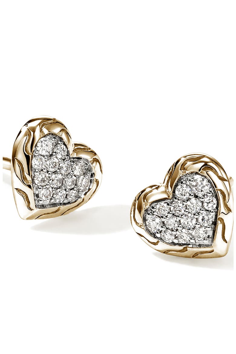 Essentials Heart Pavé Stud Earrings, Alternate, color, GOLD