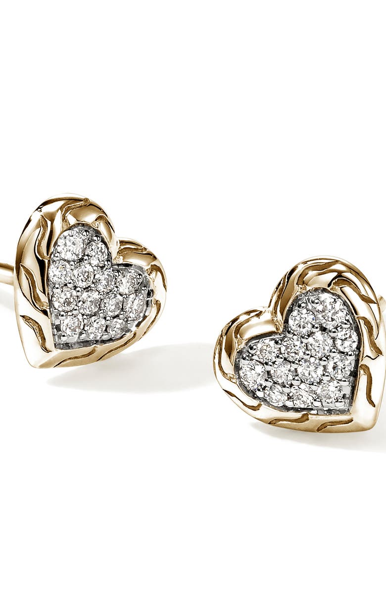 John Hardy Essentials Heart Pavé Stud Earrings, Alternate, color,