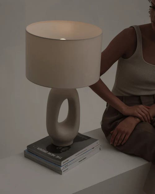 Brightech Artemis 22.5" Cream Ceramic Led Table Lamp In Beige/cream