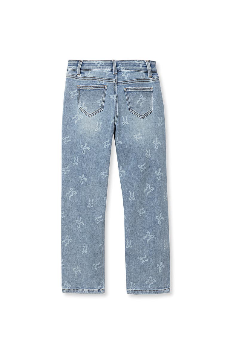 Girls Straight Leg Jeans, Alternate, color, Bows/Blue Wash