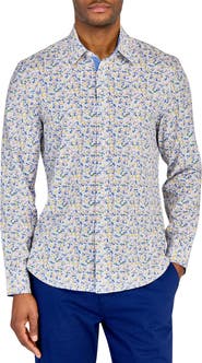 CONSTRUCT Slim Fit Spring Floral Recycled 4-Way Stretch Performance Long Sleeve Shirt
