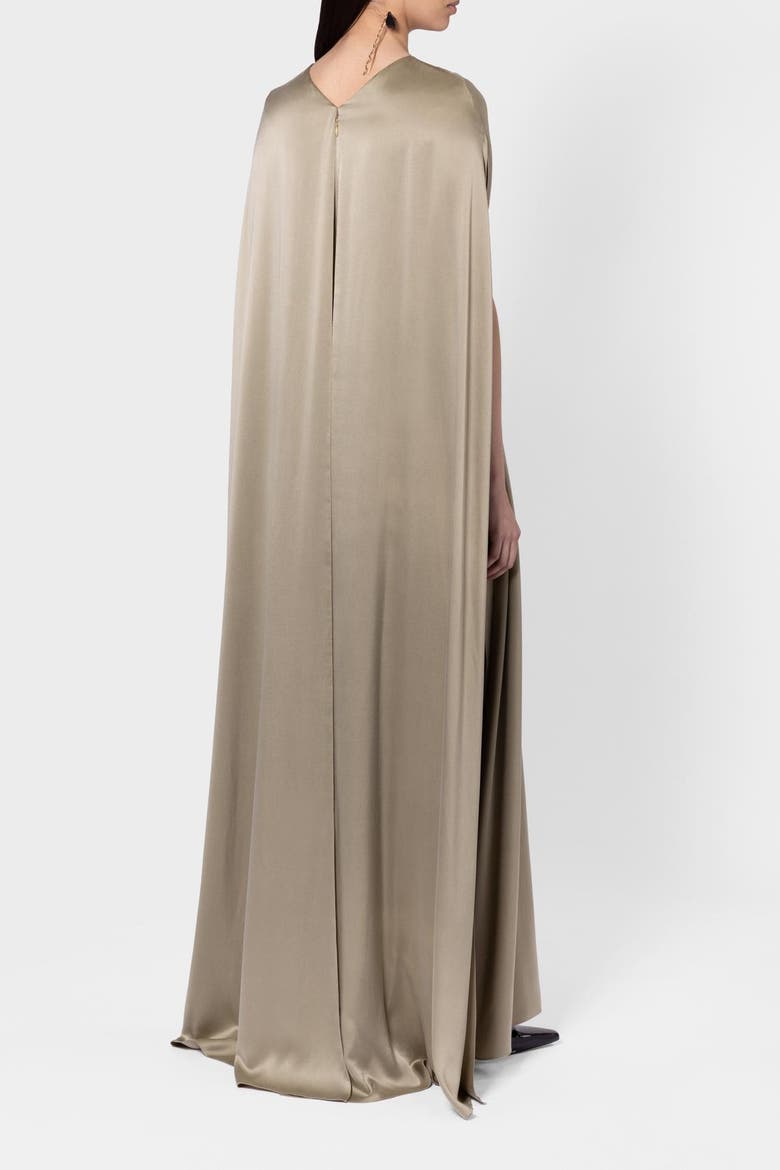 Fyeris Brushed Silk Caped Maxi Dress, Alternate, color, Poire