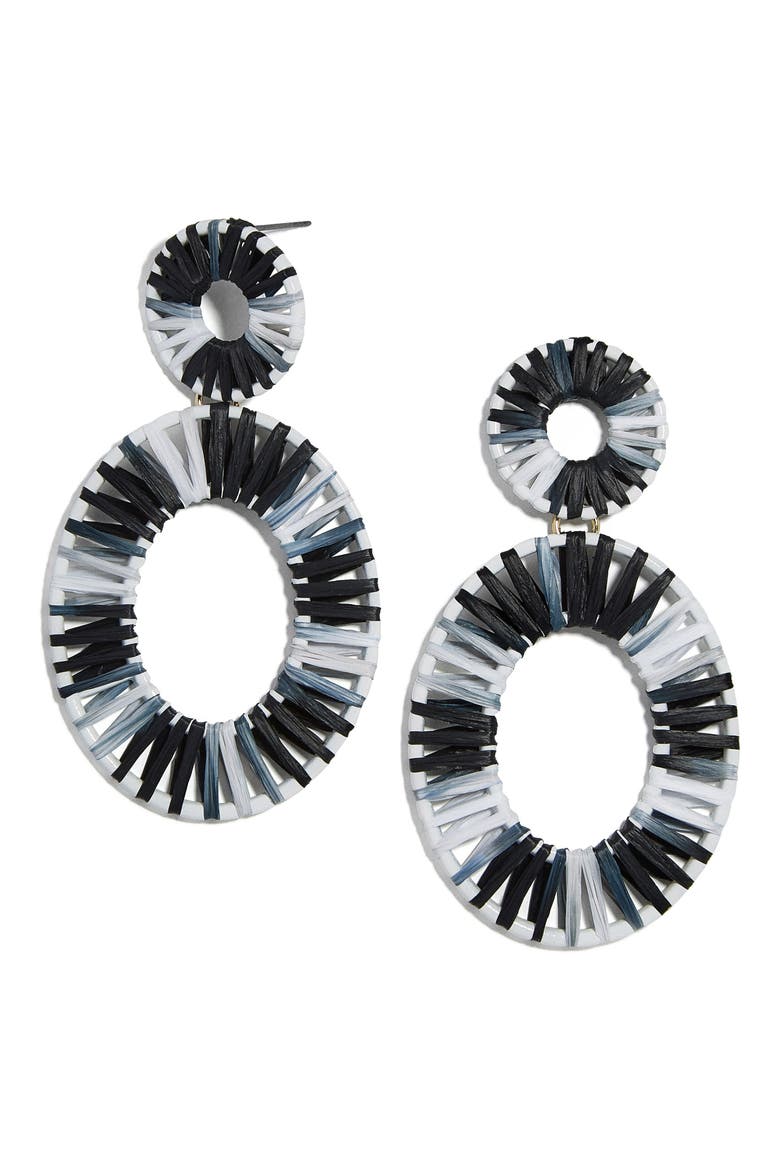 Mini Kiera Drop Earrings, Main, color, BLACK/ WHITE