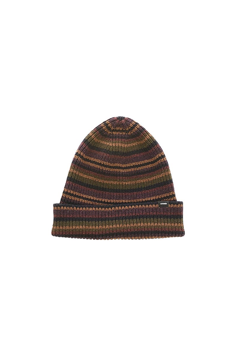 vowels Striped Wool Blend Beanie, Main, color, Brown