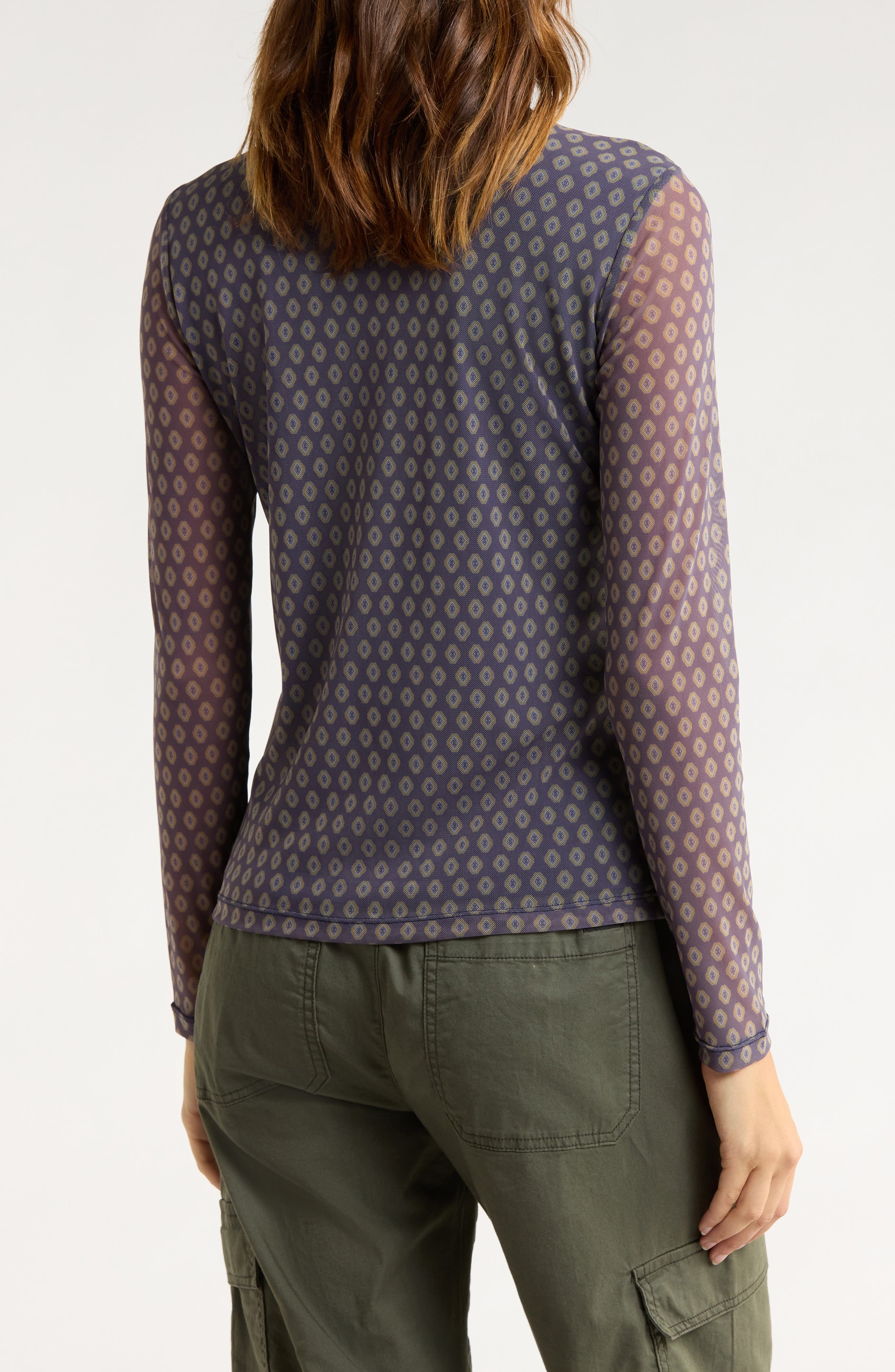Everyday Mock Neck Long Sleeve Mesh Top - image 2