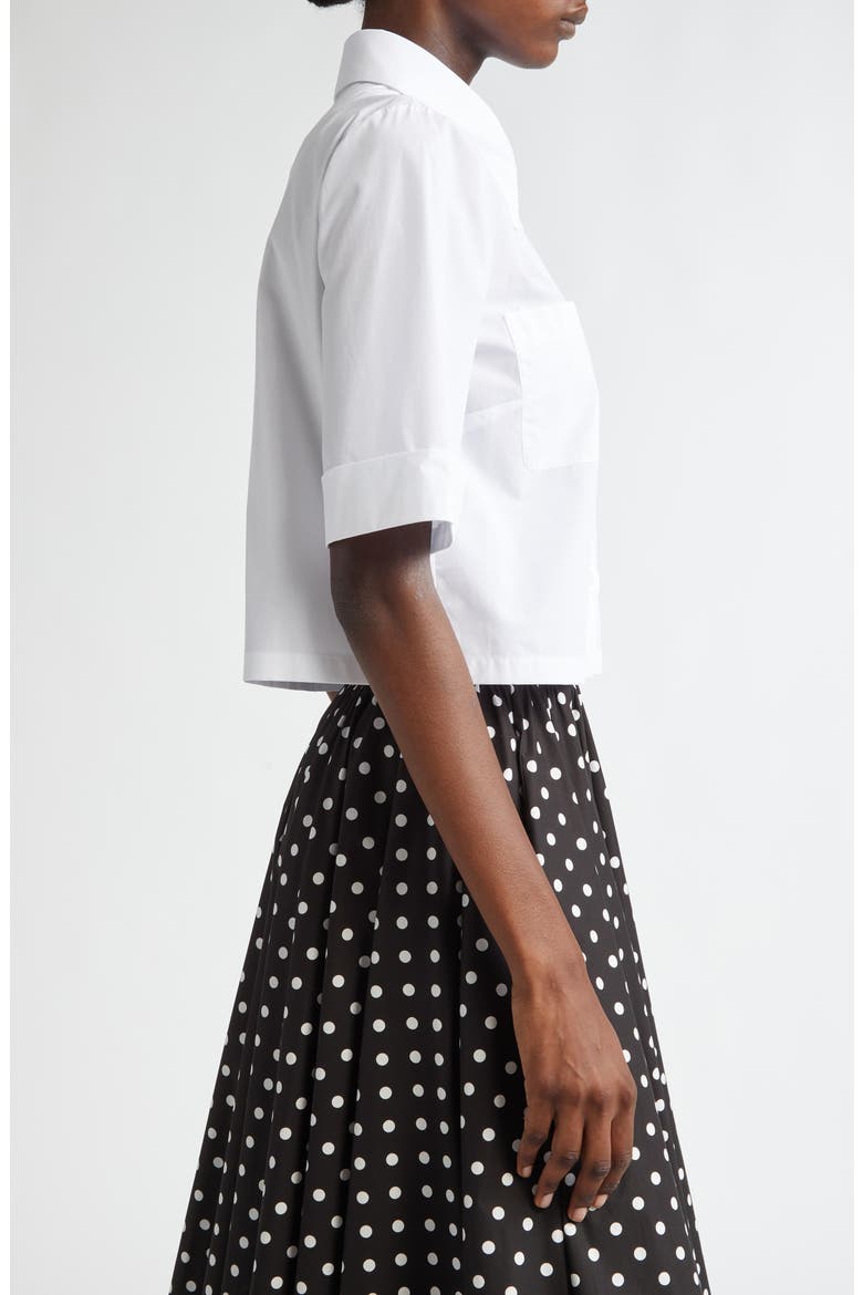 Point Collar Cotton Crop Shirt, Alternate, color, W0800 BIANCO OTTICO