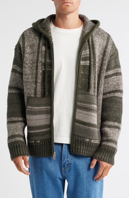 Obey Baja Zip Hooded Cardigan In Green