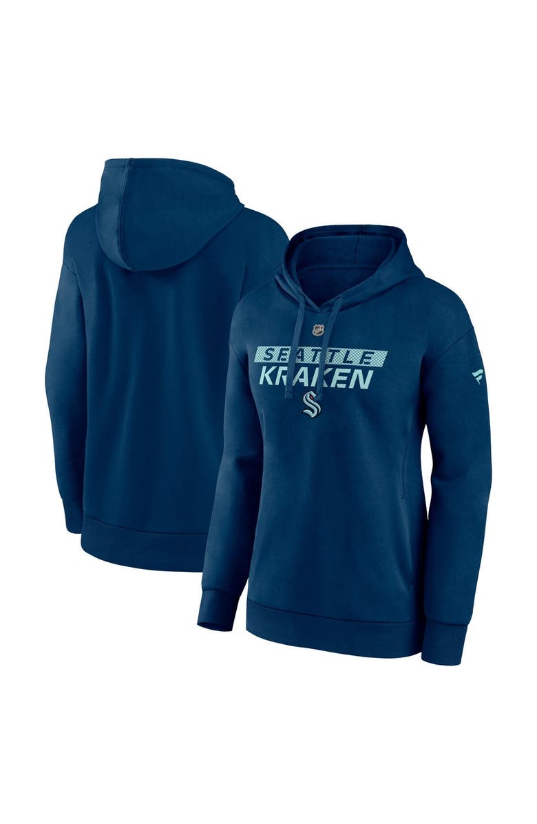 FANATICS Women's Fanatics Deep Sea Blue Seattle Kraken Authentic Pro Core Primary Fleece Pullover Hoodie, Main, color, Navy
