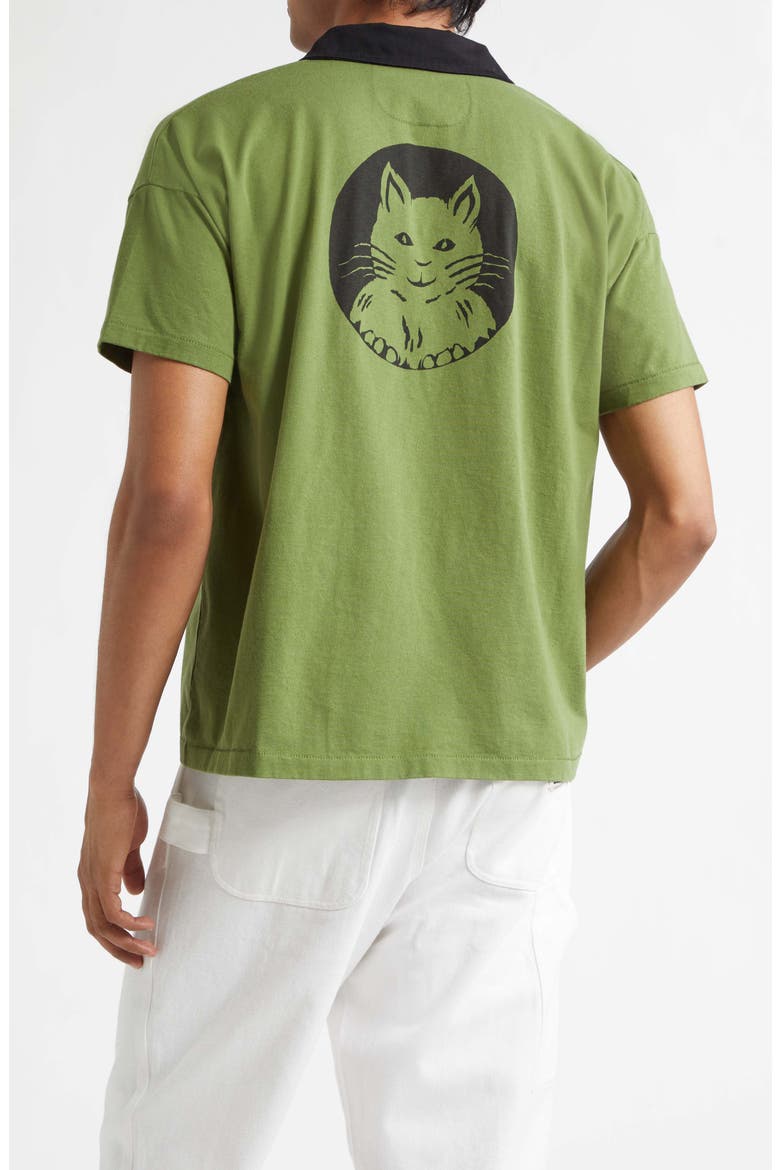 Cat Patch Cotton Polo, Alternate, color, GREEN