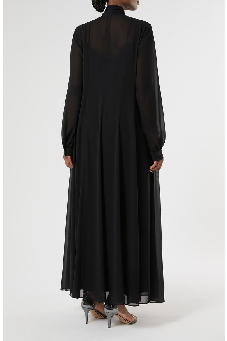 Pagine Rhinestone Stripe Crêpe de Chine Maxi Shirtdress, Alternate, color, BLACK