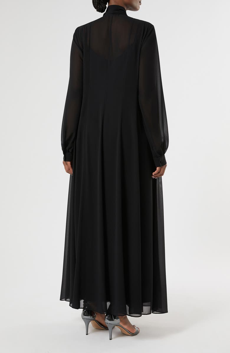 Marina Rinaldi Pagine Rhinestone Stripe Crêpe de Chine Maxi Shirtdress, Alternate, color, Black