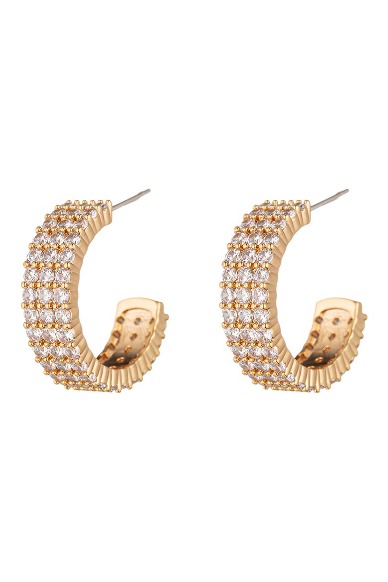 Anna Cubic Zirconia Huggie Hoop Earrings, Main, color, GOLD