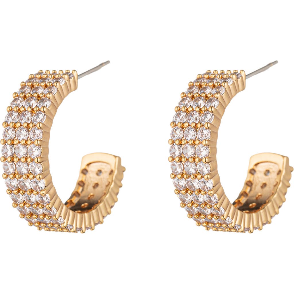 Eye Candy Los Angeles Anna Cubic Zirconia Huggie Hoop Earrings In Gold