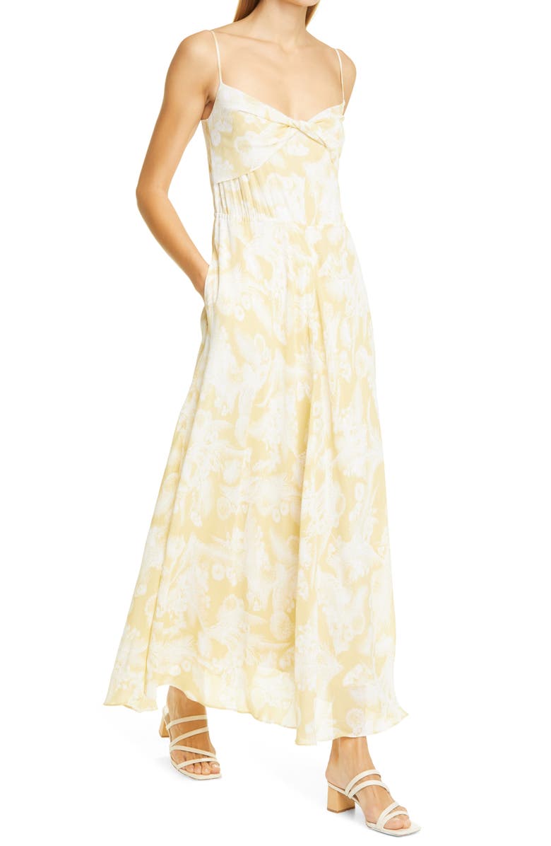 Vince Floral Knot Front Drape Maxi Dress, Alternate, color, 