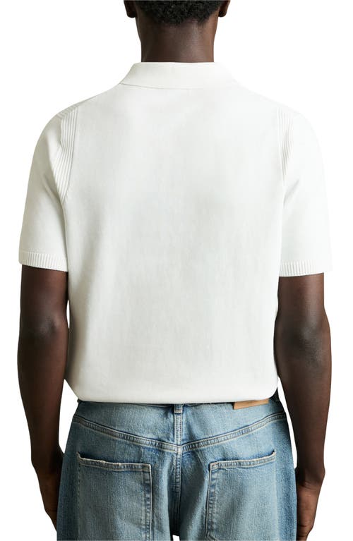 Reiss White Berkley Cotton Half-zip Knitted Polo Shirt In White