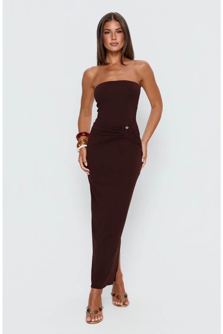 Signature Strapless Maxi Dress, Alternate, color, CHOCOLATE BROWN