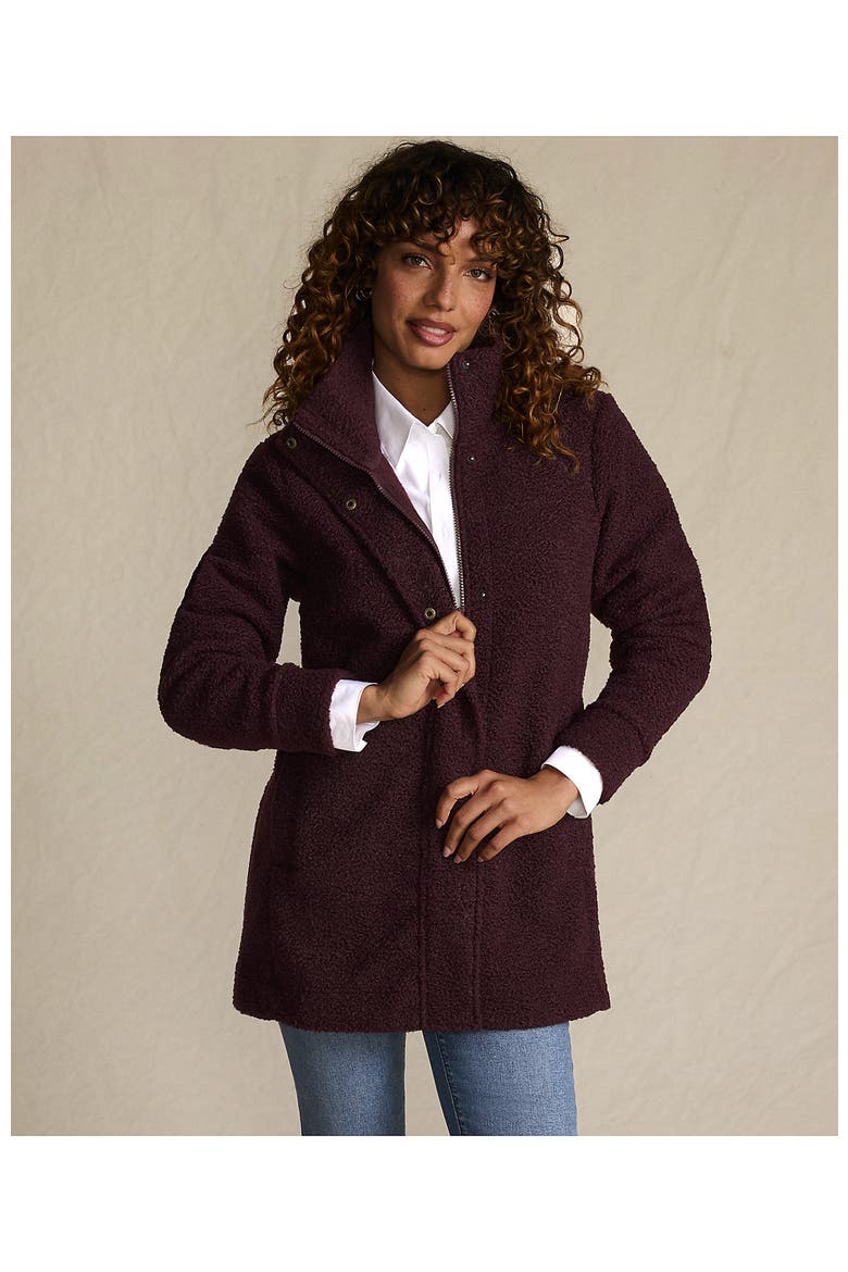 Tall Boucle Fleece Coat, Alternate, color, Lush Burgundy
