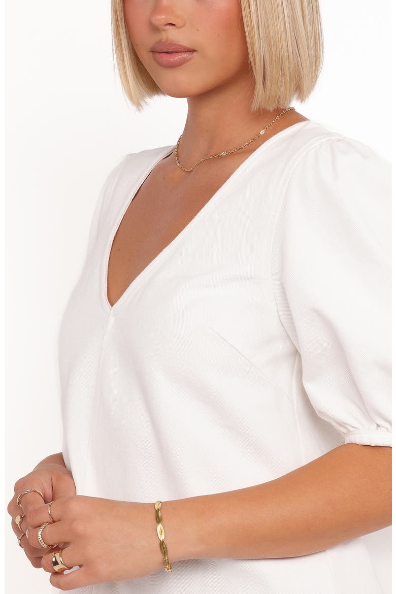 Coleman Puff Sleeve Cotton Minidress, Alternate, color, CREAM