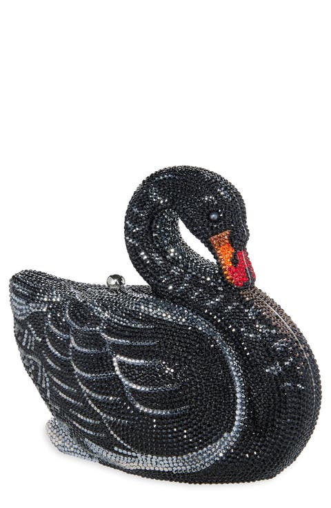 Black Swan Crystal Embellished Clutch