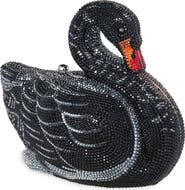 JUDITH LEIBER COUTURE Black Swan Crystal Embellished Clutch