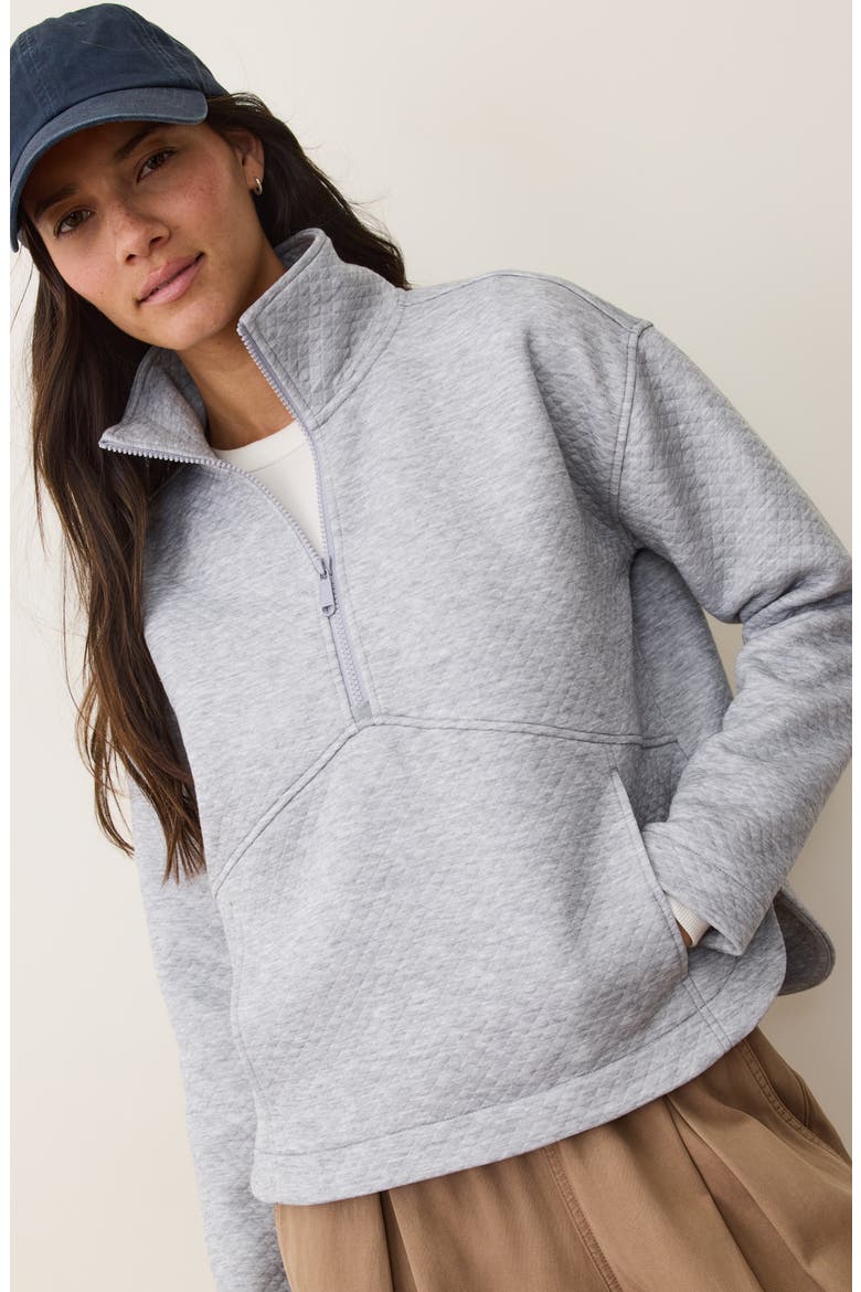 Corbet Quilted Half-Zip Sweatshirt, Alternate, color, HEATHER GREY