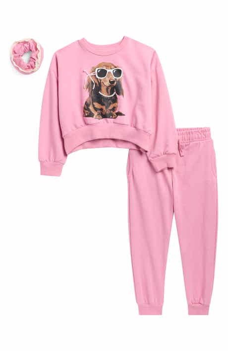 Kids' 3-Piece French Terry Sweatshirt, Joggers & Scrunchie Set