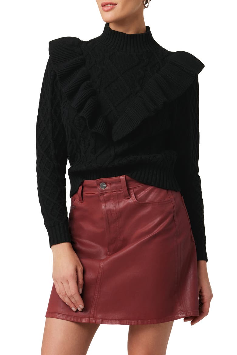 The Harley Ruffle Turtleneck Sweater, Main, color, METEORITE