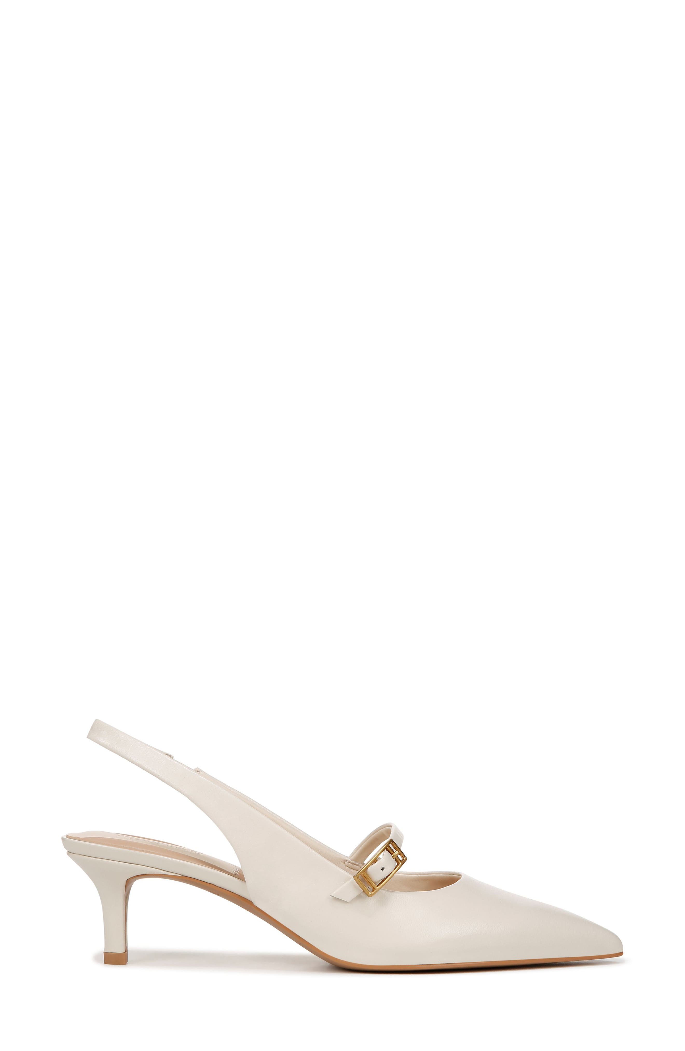 Franco Sarto Khloe Pointed Toe Kitten Heel Pump, Alternate, color, White